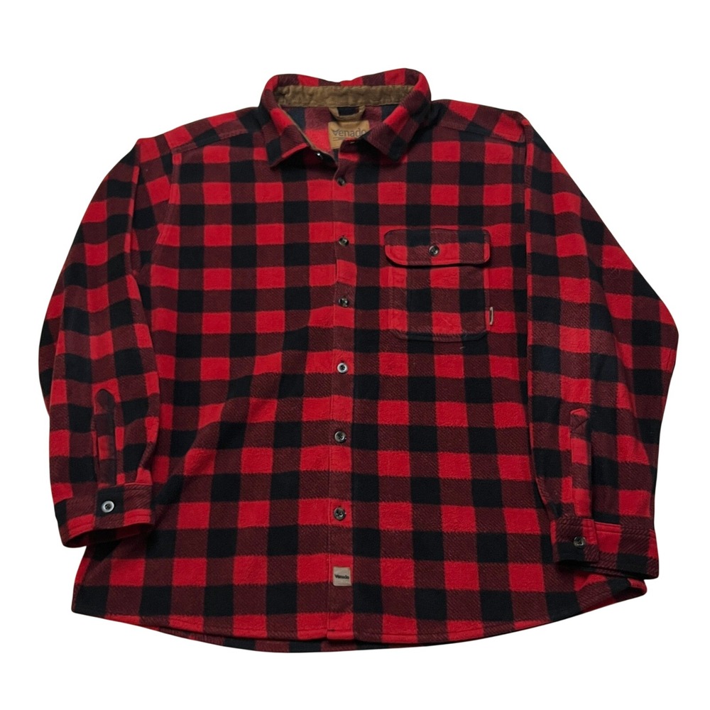 Venado Fleece Shirt Mens 3XL Red Buffalo Plaid‎ Button Up Outdoor Rugged Flannel